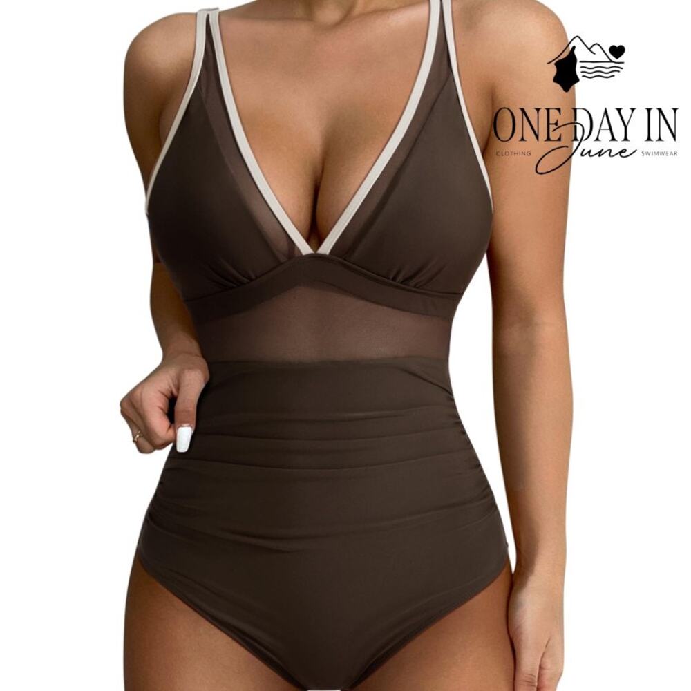 Aleumdr Mesh Cutout One Piece Swimsuit Size XL